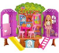 Barbie Coffret Cabane dans Les Arbres avec Poupée Chelsea Et Chiot, Maison De Poupée avec Mobilier Et Toboggan Et Plus De 10 Accessoires, Jouet Enfant, Dès 3 Ans, HPL70