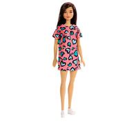 Barbie Chic poupée aux cheveux bruns avec robe rose à motifs cœurs - Barbie