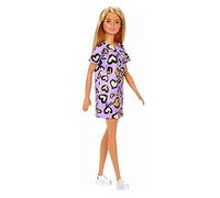 Barbie Mattel Poupée T7439 Afro-américaine avec robe violette