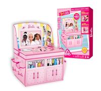 Barbie Coffre de rangement pliable 2 en 1 et ensemble de coiffeuse - Peut contenir plus de 60 poupées et accessoires - Organisateur de jouets avec compartiments