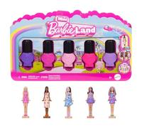 Barbie Coffret 5 Poupées Vernis à Ongles Mini BarbieLand avec modèles Fashionistas mystères de 4 cm cachées dans 5 flacons de vernis à ongles, collection instantanée (les styles peuvent varier)