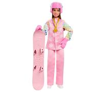 Barbie Poupée Snowboardeuse Deluxe – Rose, 10+ accessoires, snowboard qui change de couleur