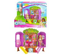 Barbie Coffret Cabane dans Les Arbres avec Poupée Chelsea Et Chiot, Maison De Poupée avec Mobilier Et Toboggan Et Plus De 10 Accessoires, Jouet Enfant, Dès 3 Ans, HPL70