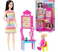 Barbie | Coffret Carrière Enseignante - Cheveux noirs - Avec élève et accessoires - Apprentissage créatif
