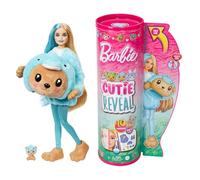Barbie Coffret Cutie Reveal Avec Poupée Articulée Blonde Et Mèche Bleue, Ourson Dauphin, 10 Surprises Et Accessoires Inclus, À Collectionner, Jouet Enfant, A Partir De 3 Ans, HRK25