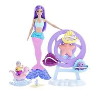 Barbie Coffret Dreamtopia – poupée sirène, cheveux violets, queue rose et violette, dès 3 ans