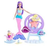 Barbie Coffret Dreamtopia – poupée sirène, cheveux violets, queue rose et violette, dès 3 ans