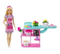 Barbie Métiers Coffret Fleuriste avec poupée Blonde, comptoir, 3 pâtes à Modeler, Un Moule, 2 vases et Un Ourson, Jouet pour Enfant, GTN58