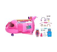 Barbie Coffret Jet de Voyage Extra de Luxe – Rose vif, 1 poupée, 15 accessoires, dès 3 ans, HPF72