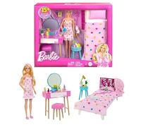 Barbie Coffret La Chambre De, Poupée Mannequin, Un Lit, Une Coiffeuse, Un Chaton Et De Nombreux Accessoires, Jouet Enfant, Dès 3 Ans, HPT55