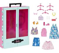 Barbie Coffret Le Dressing de avec 3 Tenues, 3 Paires de Chaussures, 2 Sacs à Main, Collier et Lunettes de Soleil, 5 cintres, Jouet Enfant, Dès 3 Ans, HKR92