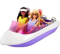 Barbie Coffret Le Pouvoir des Sirènes avec 2 Poupées Malibu Et Brooklyn, 1 Bateau À Fond Transparent 45,7 Cm, 4 Sièges Et Accessoires, Jouet Enfant, A Partir De 3 Ans, HJK58