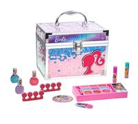 Barbie Coffret Maquillage Enfant Gloss & Vernis avec Valise Beauté | Ensemble de jouets de maquillage pour enfants - Véritable kit de maquillage lavable pour filles - Cadeaux d'anniversaire