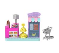 Barbie Coffret Mini-BarbieLand Supermarché, avec poupée de 3,8 cm, étagères de Produits, Espace de Caisse et Chariot pour Inventer des Histoires, JCR33