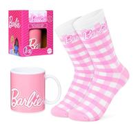 Barbie Coffret Mug Cadeau Femme Ado, Tasse Rose et Chaussettes Chaudes, Cadeaux Originaux pour Elle