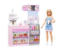 Barbie Coffret Pause Café HXN94 – Poupée barista blonde, plus de 12 accessoires