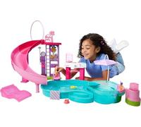 Barbie Coffret Piscine de Rêve avec 6 espaces de Jeu, Dont Un Toboggan et Un Jacuzzi, Plus de 20 Accessoires Dont Un Animal de Compagnie, des bouées et Bien Plus Encore, JFP01