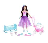 Barbie Coffret Poupée Brune Skipper Au Look Féerique avec Ses 2 Agneaux, Poussette, Berceau Et Autres Accessoires Inclus, Jouet Enfant, A Partir De 3 Ans, HLC29
