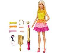 Barbie Coffret Poupée GBK24 – Cheveux bouclés blonde, 2 modes sans chaleur, accessoires inclus