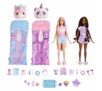 Barbie Coffret Poupée Cutie Reveal Soirée Pyjama, Série T-Shirt Confort, Comprend 2 Poupées Articulées Et 2 Animaux De Compagnie,Plus De 35 Surprises Incluses, Jouet pour Enfant de 3 ans et Plus,HRY15