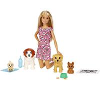 Barbie Coffret Poupee et Ses 4 Chiens, Dont 2 Figurines Qui Peuvent Faire Leurs Besoins, Accessoires Inclus, Jouet pour Enfant, FXH08 Exclusivité sur Amazon