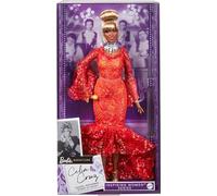 Barbie Coffret Poupée Femmes D’Exception Celia Cruz en Robe De Sirène en Dentelle Rouge, Socle Inclus, À Collectionner, Jouet Enfant, A Partir De 6 Ans, HJX31