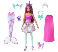 Barbie Coffret Poupée Il Était Une Fois Transformable en Sirène Ou Royal, Bébé Dragon Et Licorne, Vêtements Et Accessoires, Jouet Enfant, A Partir De 3 Ans, HLC28