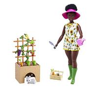 Barbie Coffret Poupée Jardinage avec Poupée Mannequin (29 Cm, Brune, Ronde), Lapin, Treillis avec Accessoires De Jardin Et Fruits Et Légumes À Clipser, Jouet Enfant, Dès 3 Ans, HCD45