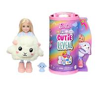 Barbie Coffret Poupée Mannequin Chelsea Cutie Reveal Série T-Shirt Confort Incluant 6 Surprises avec Changement De Couleur, Costume Agneau en Peluche, Jouet Enfant, A Partir De 3 Ans, HKR18