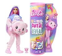 Barbie Coffret Poupée Mannequin Cutie Reveal Série T-Shirt Confort Incluant Un Ourson en Peluche Et 10 Surprises, Série T-Shirt Confort « Love », Jouet Enfant, A Partir De 3 Ans, HKR04