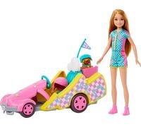 Barbie Coffret Poupée Stacie avec Voiture De Kart, Chien Et Accessoires, 9 Éléme