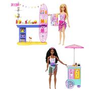 Barbie Coffret Promenade bord de mer 2 poupées Brooklyn & Malibu chiot stand 30+ accessoires 3+ ans