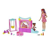Barbie Coffret Skipper Baby-Sitter Château Gonflable avec Poupée Skipper Baby-Sitter, Poupée Bébé, Balançoire et Accessoires, Jouet Enfant, Dès 3 Ans, HHB67