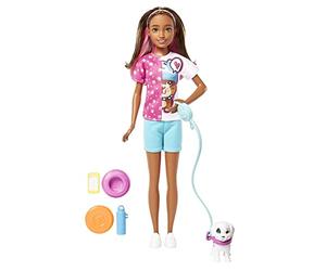 Barbie Coffret Skipper Premiers Jobs Dog-Sitter avec poupée Mannequin, Chiot et 5 Accessoires, Jouet Enfant, Dès 3 Ans, HKD77
