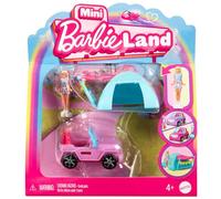 Barbie Coffret Véhicule Tout-Terrain Mini-BarbieLand Comprenant Une poupée de 3,8 cm, Un véhicule Tout-Terrain Qui Change de Couleur et Une Tente, HYF43