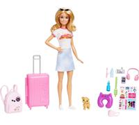 Barbie Coffret Voyage Malibu, Poupée de Voyage avec Plus de 10 Accessoires, Incl