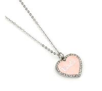 Barbie™ Collier avec pendentif en forme de cœur en émail rose avec cristal, taille unique, Zinc
