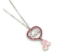 Barbie Collier chaîne Cœur en cristal et patin à roulettes Taille unique Rose/Argenté