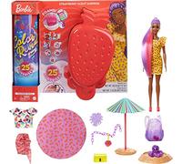 Barbie Color Reveal avec Mousse parfumée, poupée et Animal avec 25 éléments mystère Dont 19 sachets Surprise, Thème Fraise, Jouet pour Enfant, GTN18