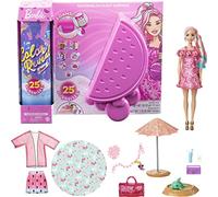 Barbie Color Reveal avec Mousse parfumée, poupée et Animal avec 25 éléments mystère Dont 19 sachets Surprise, Thème Pastèque, Jouet pour Enfant, GTN19