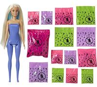 Barbie Color Reveal Coffret Fée Fantastique, poupée avec 25 éléments Surprises, 16 sachets mystères, modèle aléatoire, Jouet pour Enfant, GXV94