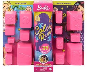 Barbie Color Reveal Deluxe poupée avec 25 éléments mystère, 15 sachets Surprise, thème Balade au Parc & cinéma, Jouet pour Enfant, GPD56