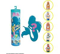 Barbie Color Reveal poupée avec 7 éléments mystère, thème Sirènes, 4 sachets Surprise, modèle aléatoire, Jouet pour Enfant, GTP43