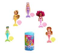 Barbie Color Reveal - Poupée Chelsea Sirène Arc-en-Ciel - 4 Sachets Mystère - 6 Surprises - Couleur à Découvrir - Dès 3 Ans, HCC75