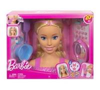 Barbie color reveal - tete a coiffer chevelure blonde meches pastel - plus de 20 accessoires de coiffure - set poupee et carte