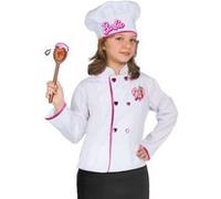 Barbie costume de chef polyester blanc/rose 4 ans 2-pièces Wit G