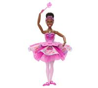 Barbie Poupée Dragée dans Casse-Noisette avec Tutu Transformable, Collier médaillon en Forme de cœur et Baguette Magique, JLW54
