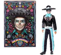 Barbie Poupée Signature Ken Día de Muertos 2024 – Costume noir bleu ciel, chapeau, ceinture HRM73