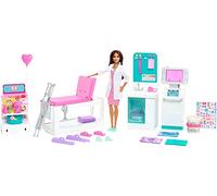 Mattel Barbie - Coffret Clinique De Barbie Avec Poupée Docteur Brune Et Plus De 30 éléments Et Accessoires