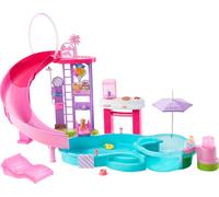 Barbie Coffret Piscine de Rêve avec 6 espaces de Jeu, Dont Un Toboggan et Un Jacuzzi, Plus de 20 Accessoires Dont Un Animal de Compagnie, des bouées et Bien Plus Encore, JFP01